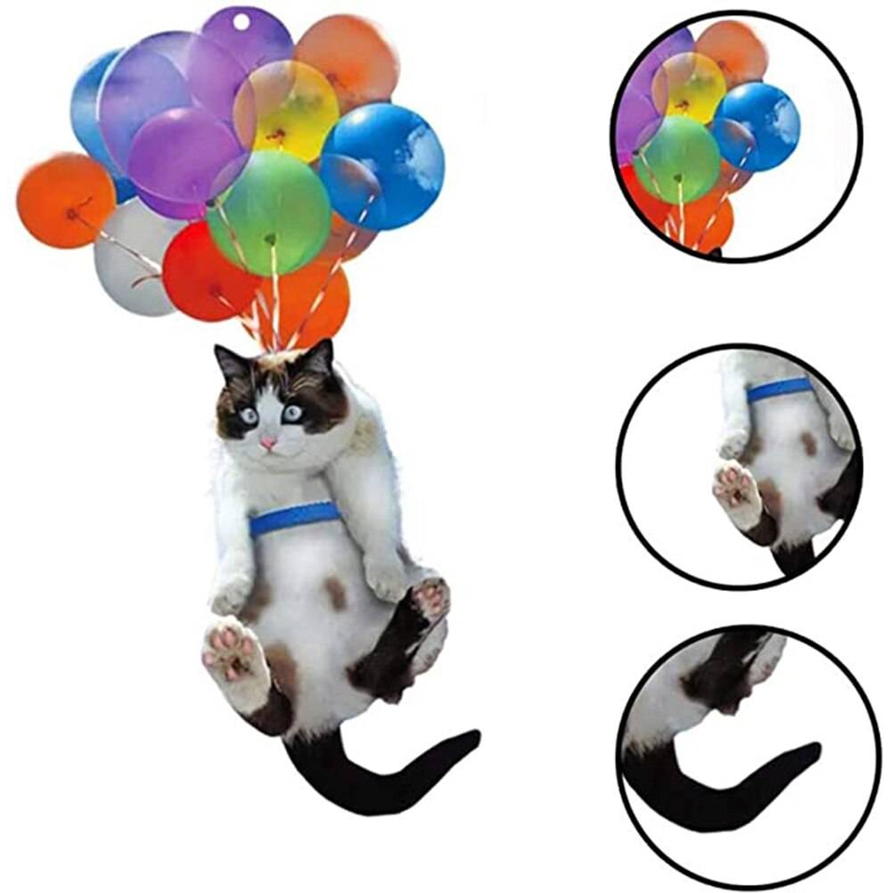 Cute Cats Dog Car Hanging Ornament With Colorful Balloons Decor Ornament K0Z1 